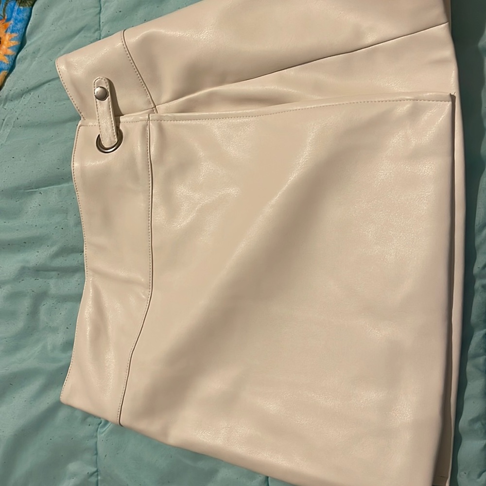 WORN ONCE white leather futuristic mini skirt